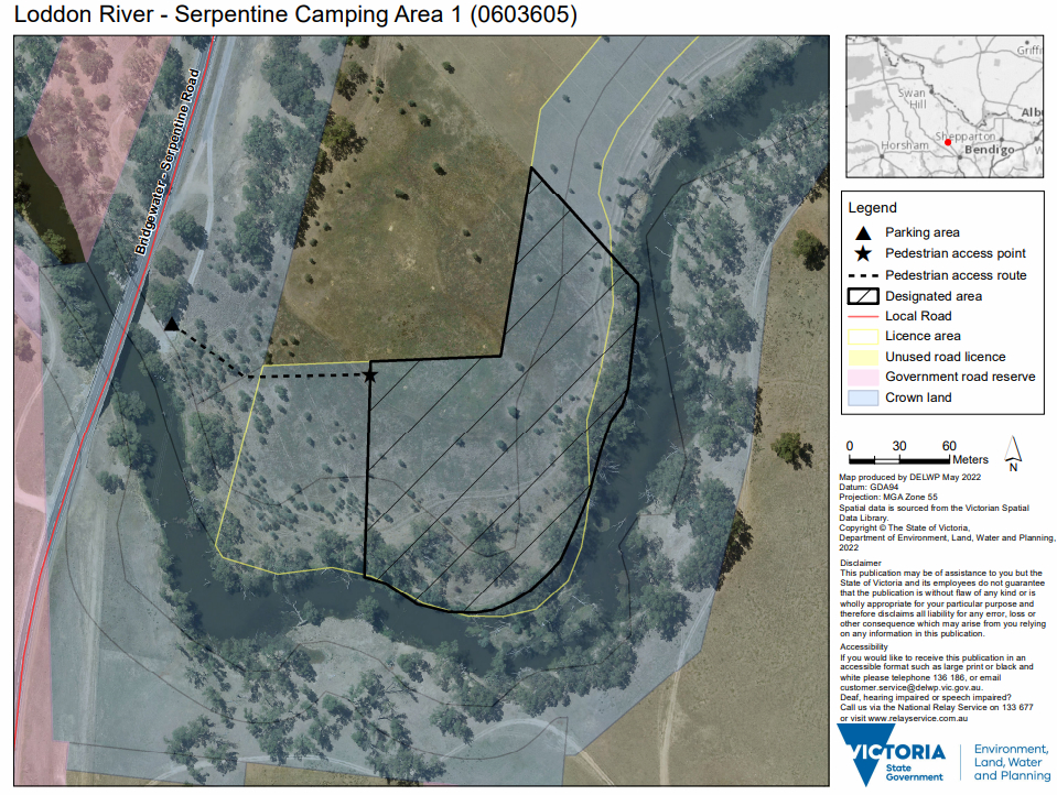 Loddon River Serpentine camping area 1 map