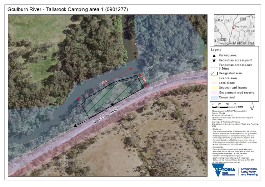 Tallarook camping area 1 map