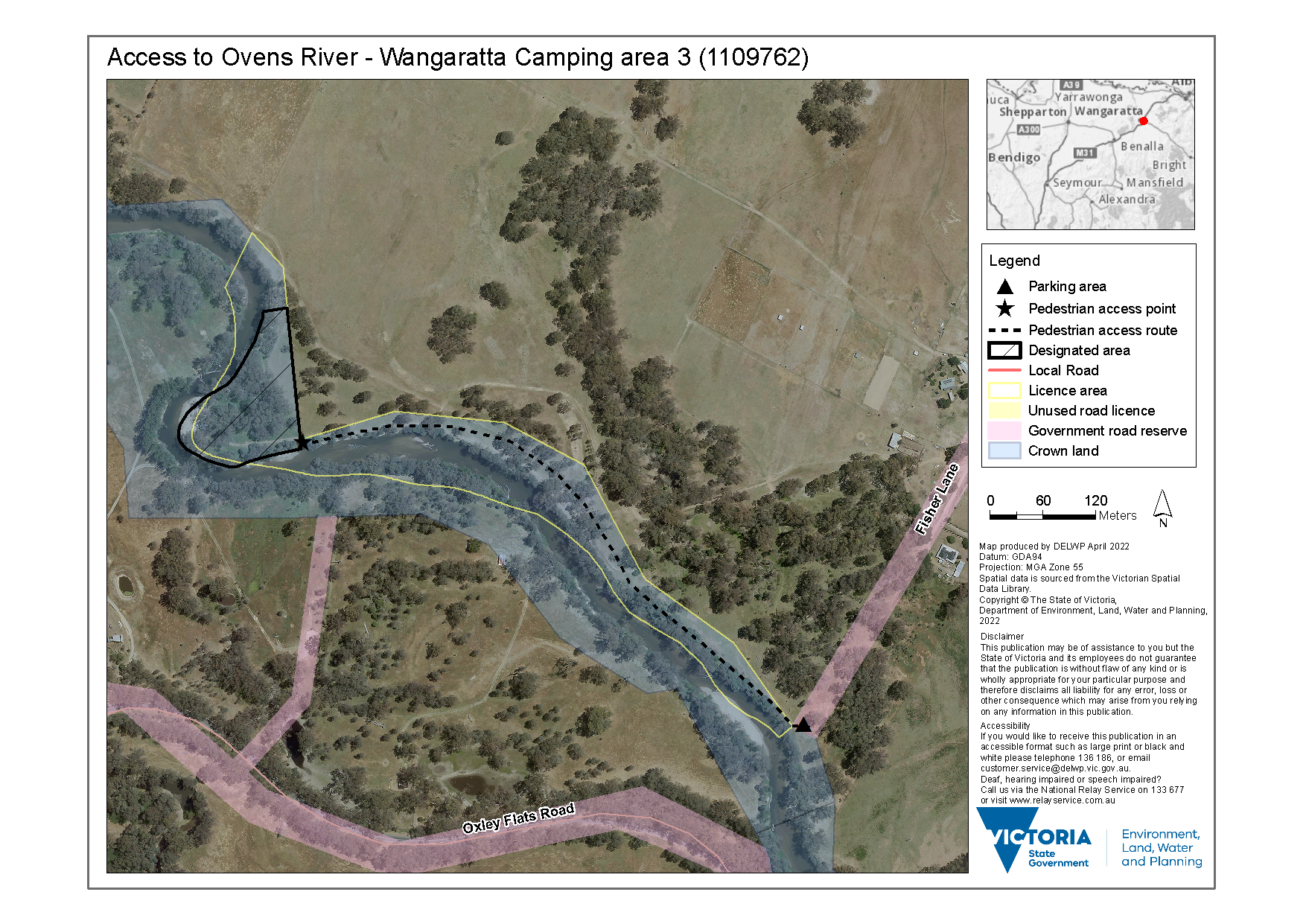 Map - Ovens River – Wangaratta Camping Area 3